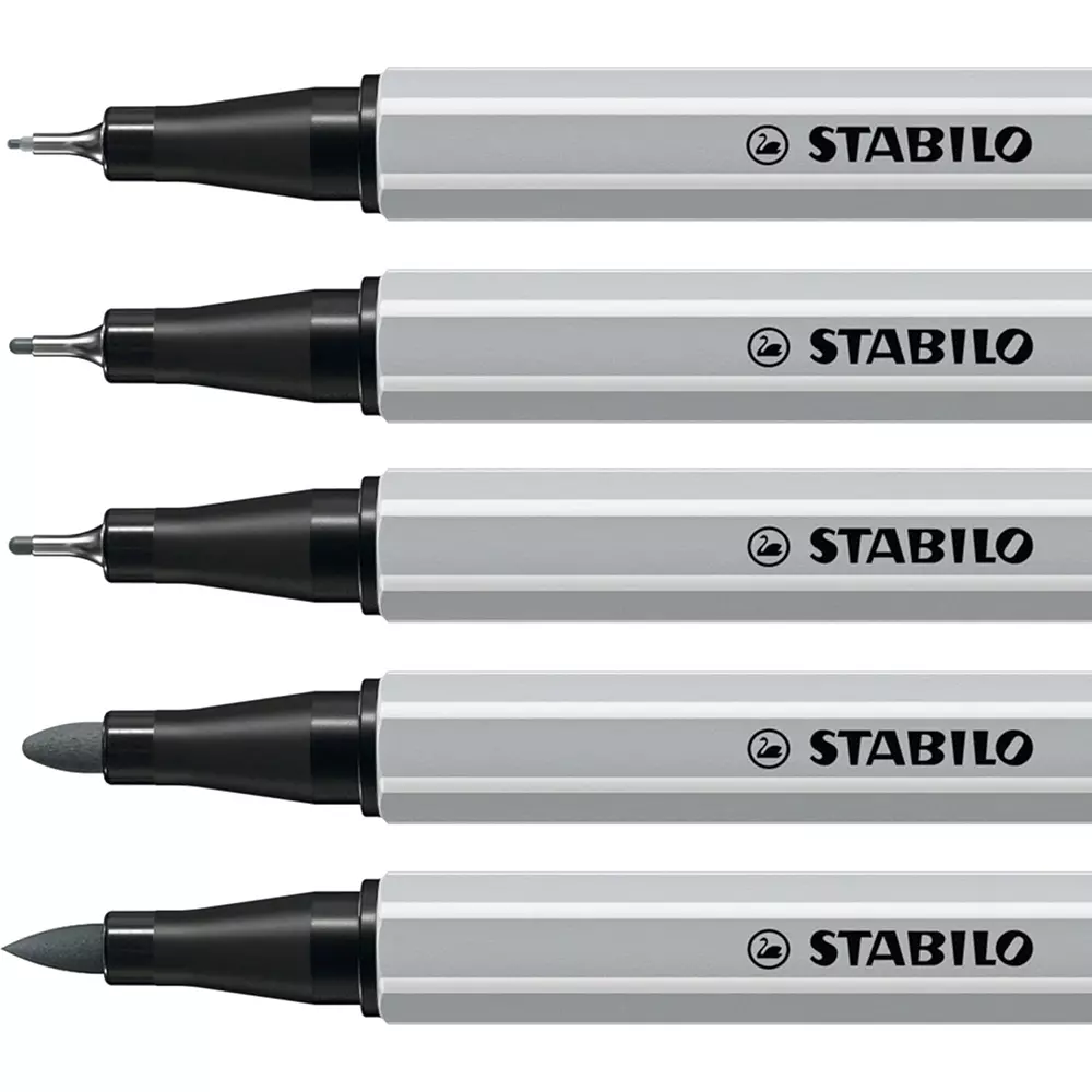 Stabilo CREATIVE TIPS ARTY – Shading Set Black & Light Gray for Artists, Students, Hobbyists, 89/10-1-20 (Set of 10)