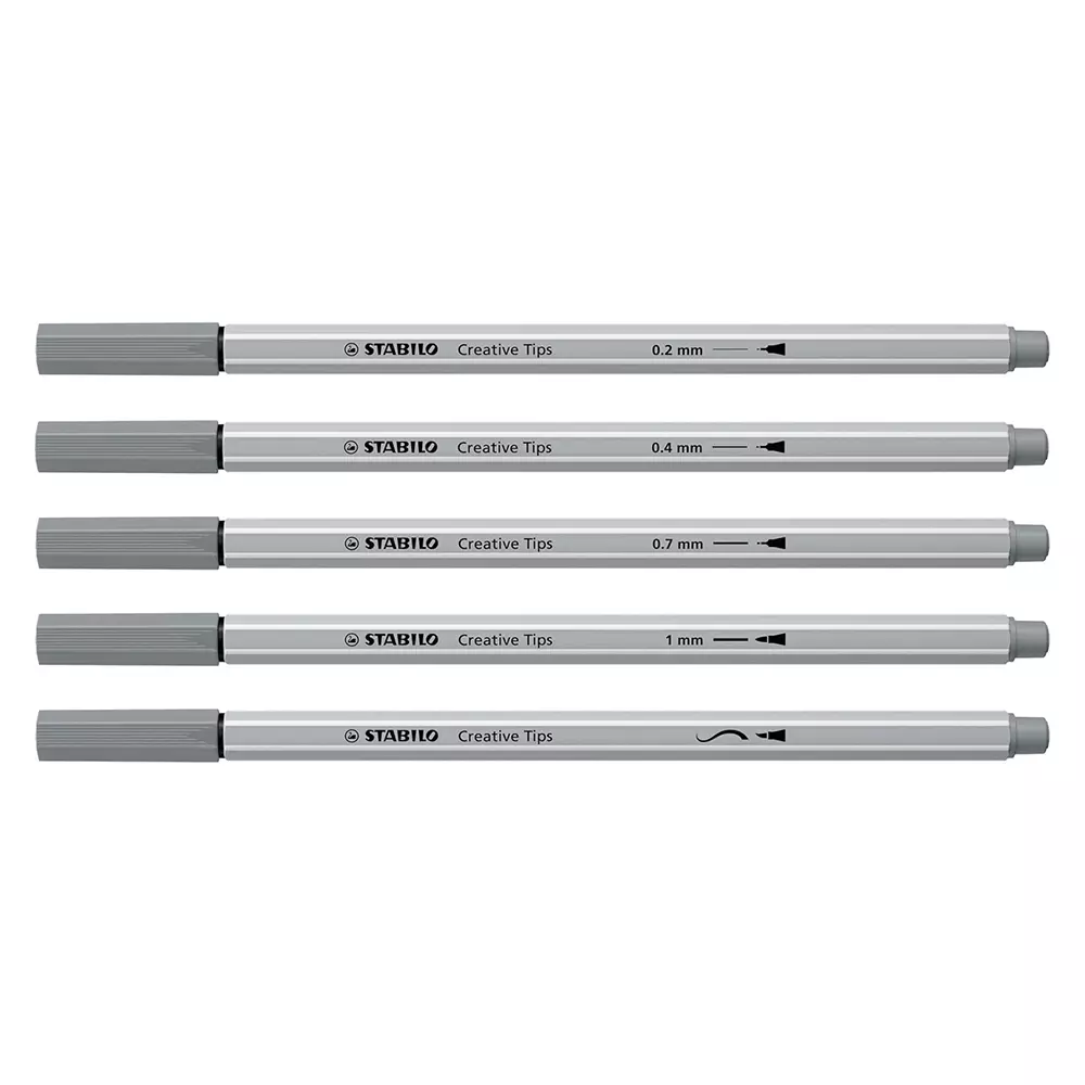 Stabilo CREATIVE TIPS ARTY – Shading Set Black & Light Gray for Artists, Students, Hobbyists, 89/10-1-20 (Set of 10)