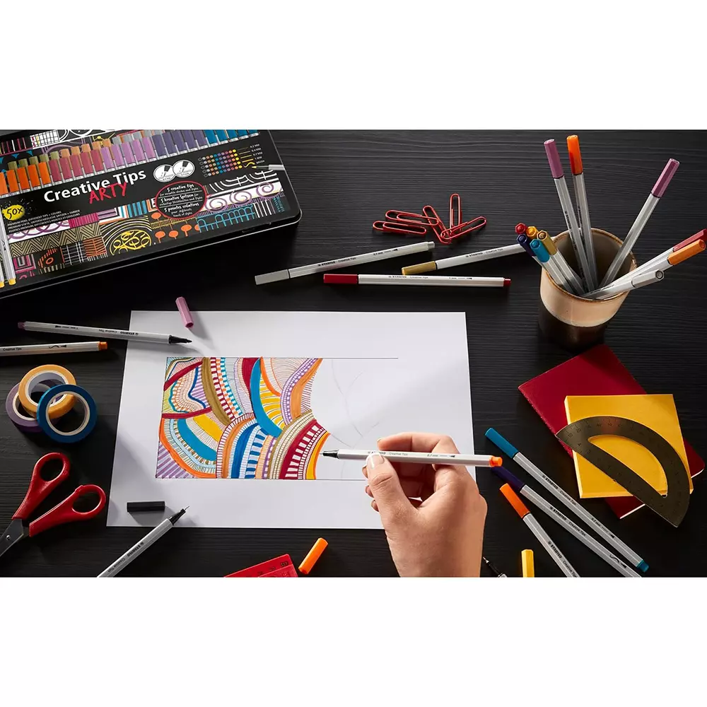 Stabilo CREATIVE TIPS ARTY – Shading Set Black & Light Gray for Artists, Students, Hobbyists, 89/10-1-20 (Set of 10)