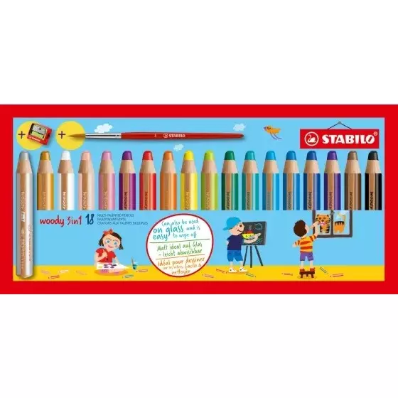 Stabilo 3 in 1 Multi-Talented Colored Pencils for Artists, Students, Hobbyistes, 880/18-3 (Set of 18)