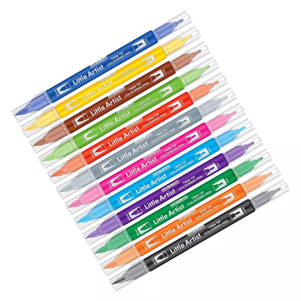 Add Gel 12 Shade Softline Little Artist Colouring Pen Assorted Twin Tip Brush (Set of 12)