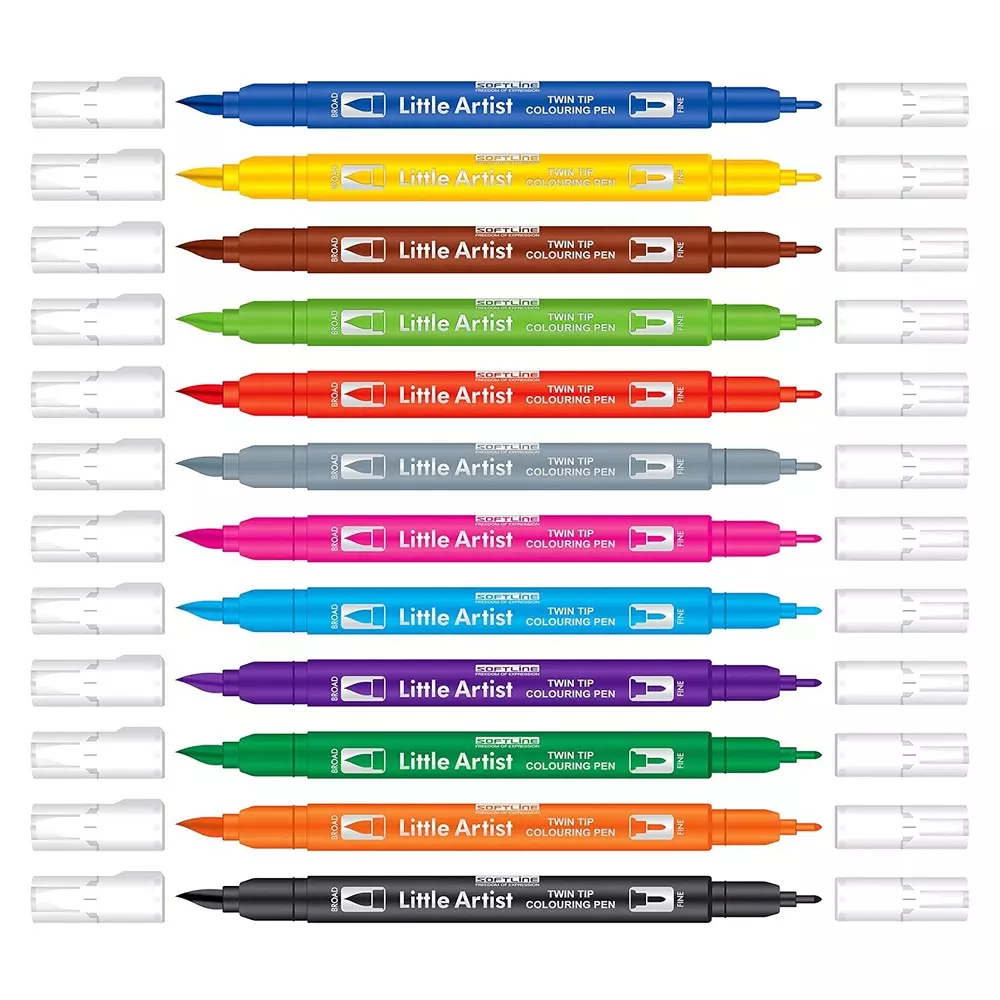 Add Gel 12 Shade Softline Little Artist Colouring Pen Assorted Twin Tip Brush (Set of 12)