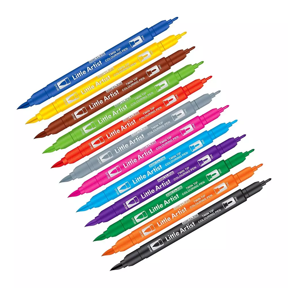 Add Gel 12 Shade Softline Little Artist Colouring Pen Assorted Twin Tip Brush (Set of 12)