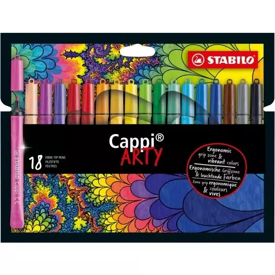 Stabilo CAPPI ARTY Felt-tip Pen Set Multicolor for Artists, Students, Hobbyists, 168/18-1-20 (Set of 18)