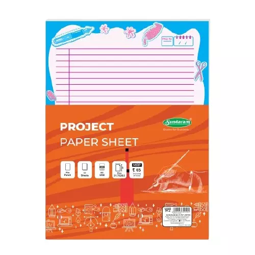 Sundaram Ruled Project Paper 50 Sheets 21.7 x 28.8 cm Assorted, PP-4