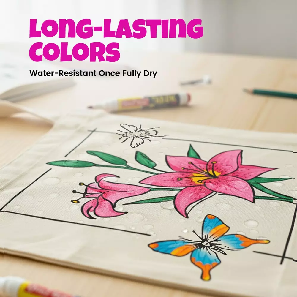 soni-officemate-tote-bag-kit-1-pre-printed-art-bag-5-fabric-markers-diy-craft-safe-washable-colors-for-gifting-art-projects-personal-use