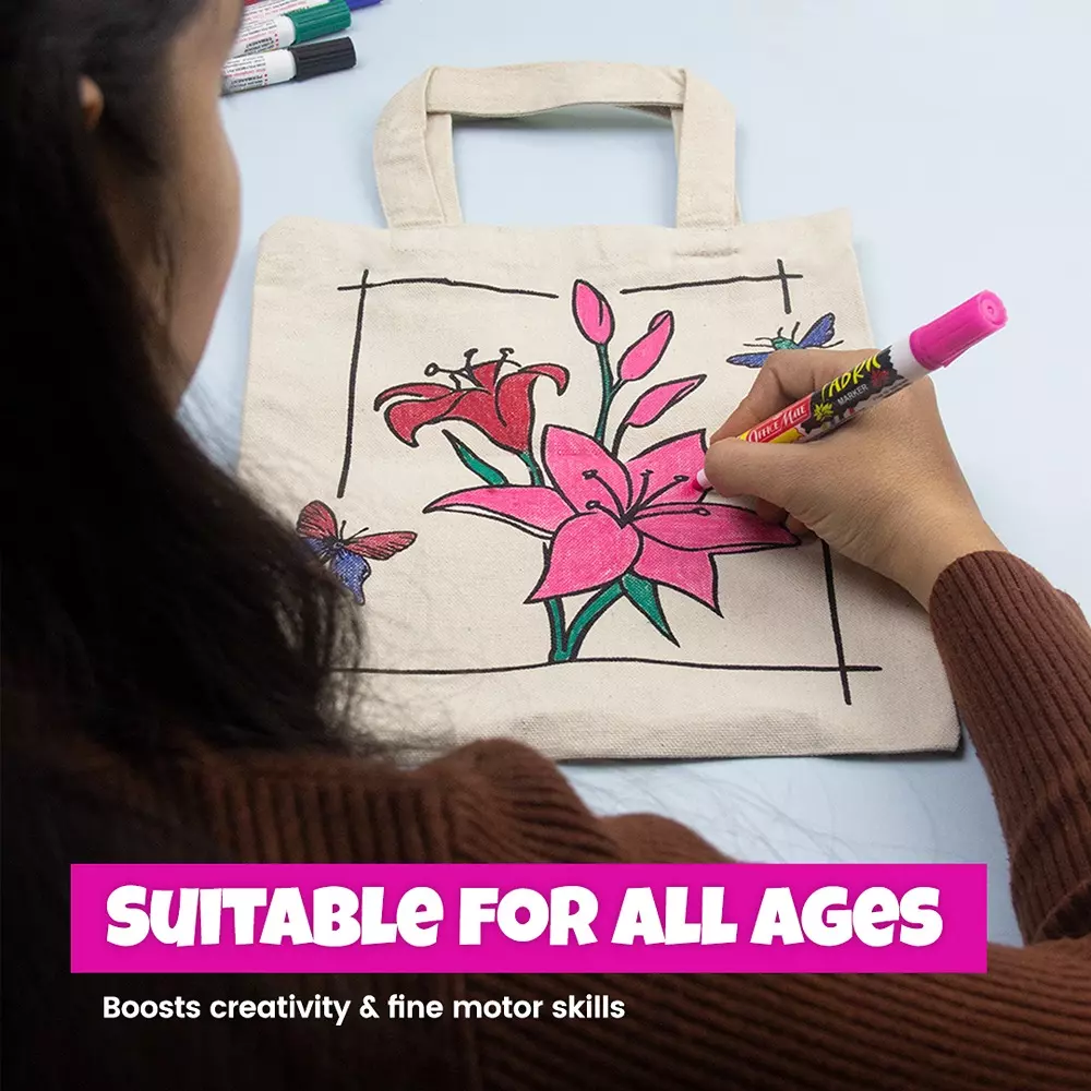 soni-officemate-tote-bag-kit-1-pre-printed-art-bag-5-fabric-markers-diy-craft-safe-washable-colors-for-gifting-art-projects-personal-use