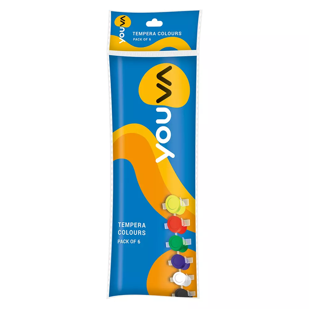 Youva by Navneet Tempera Water Colours Air-Tight Tubes 3 ml Each (Pack of 6), 35053