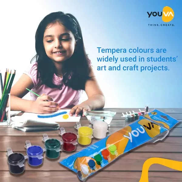 Youva by Navneet Tempera Water Colours Air-Tight Tubes 3 ml Each (Pack of 6), 35053