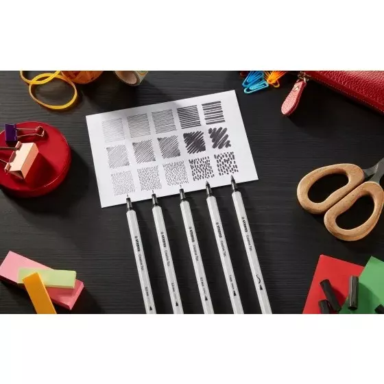 Stabilo CREATIVE TIPS ARTY Black Set Black for Artists, Students, Hobbyists, 89/5-1-20 (Set of 5)