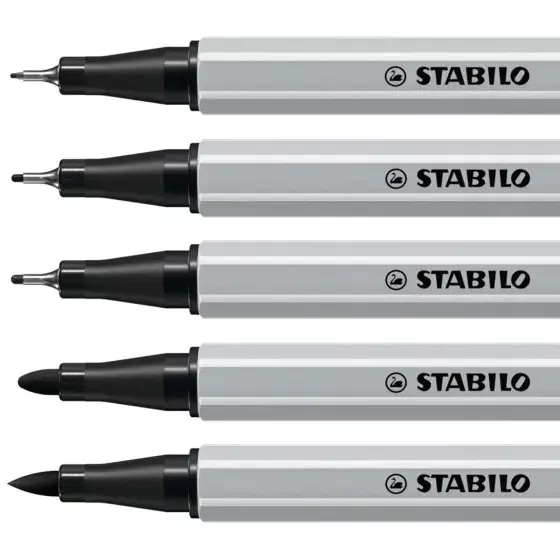 Stabilo CREATIVE TIPS ARTY Black Set Black for Artists, Students, Hobbyists, 89/5-1-20 (Set of 5)