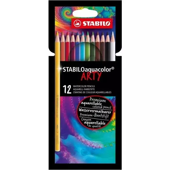 Stabilo Aquacolor Arty Aquarellable Colored Pencil Set Multicolor for Artists, Students, Hobbyists, 1612/1-20 (Set of 12)