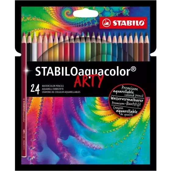 Stabilo Aquacolor Arty Aquarellable Colored Pencil Set Multicolor for Artists, Students, Hobbyists, 1624/1-20 (Set of 24)