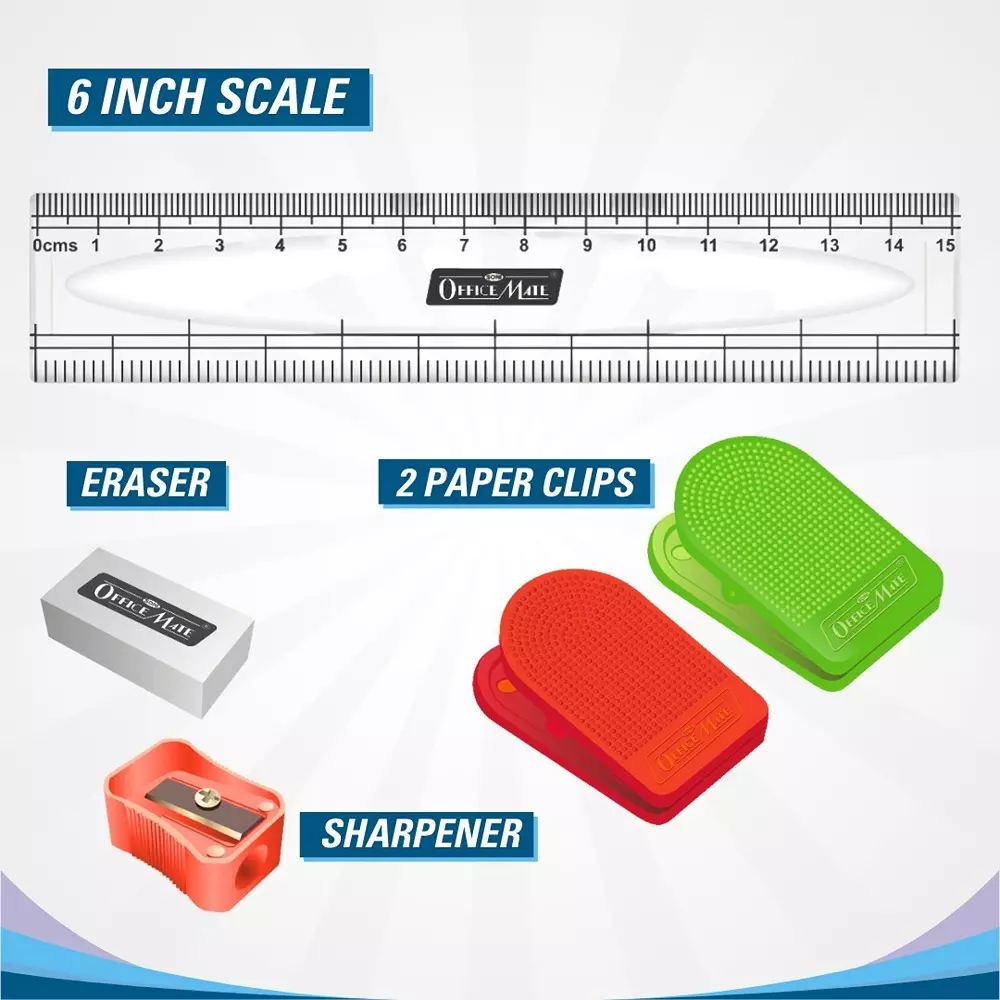 Soni Office Mate 14 Pcs Executive Kit Includes Pens, Highlighter, Sticky Notes, Marker, Scale, Correction Pen & More Ideal For School and Office Use