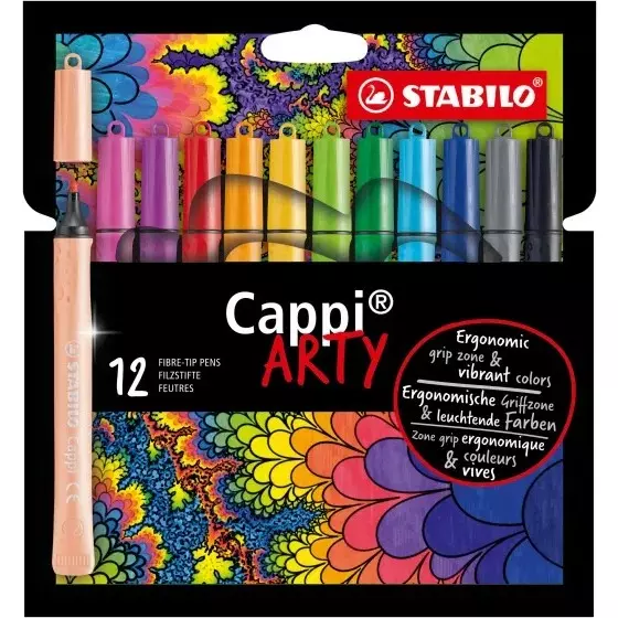 Stabilo CAPPI ARTY Felt-tip Pen Set Multicolor for Artists, Students, Hobbyists, 168/12-1-20 (Set of 12)