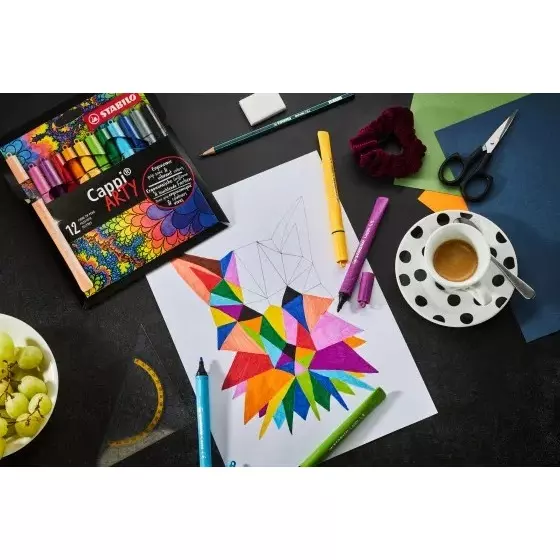 Stabilo CAPPI ARTY Felt-tip Pen Set Multicolor for Artists, Students, Hobbyists, 168/12-1-20 (Set of 12)
