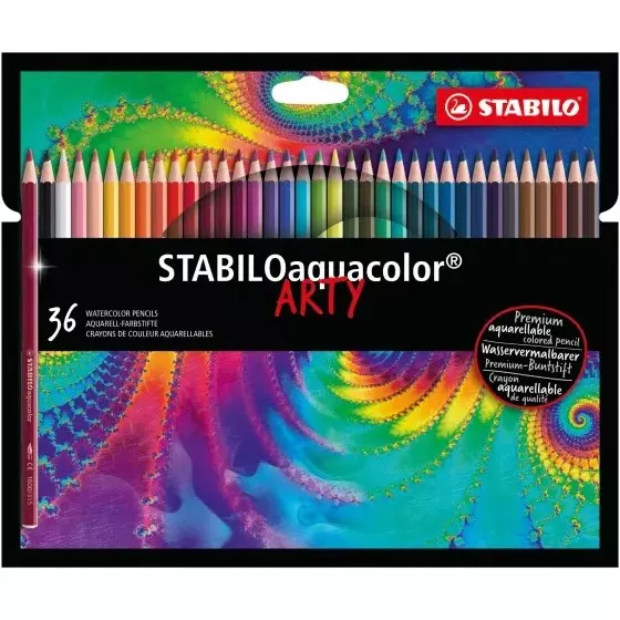 Stabilo Aquacolor Arty Aquarellable Colored Pencil Set Multicolor for Artists, Students, Hobbyists, 1636/1-20 (Set of 36)