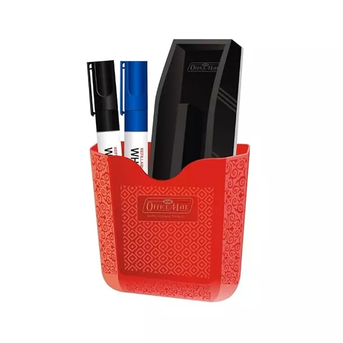 Soni Office Mate Magnetic Holder With Duster & 2 Markers Refillable Black and Blue Magnetic Grip for Fridges & Metal Surface