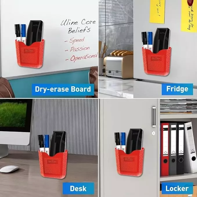 Soni Office Mate Magnetic Holder With Duster & 2 Markers Refillable Black and Blue Magnetic Grip for Fridges & Metal Surface