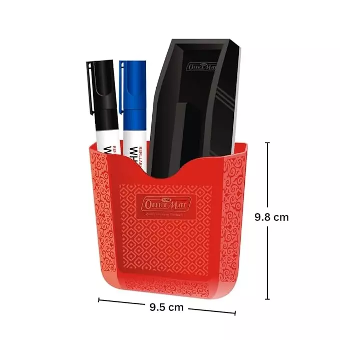 Soni Office Mate Magnetic Holder With Duster & 2 Markers Refillable Black and Blue Magnetic Grip for Fridges & Metal Surface