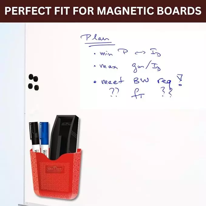 Soni Office Mate Magnetic Holder With Duster & 2 Markers Refillable Black and Blue Magnetic Grip for Fridges & Metal Surface