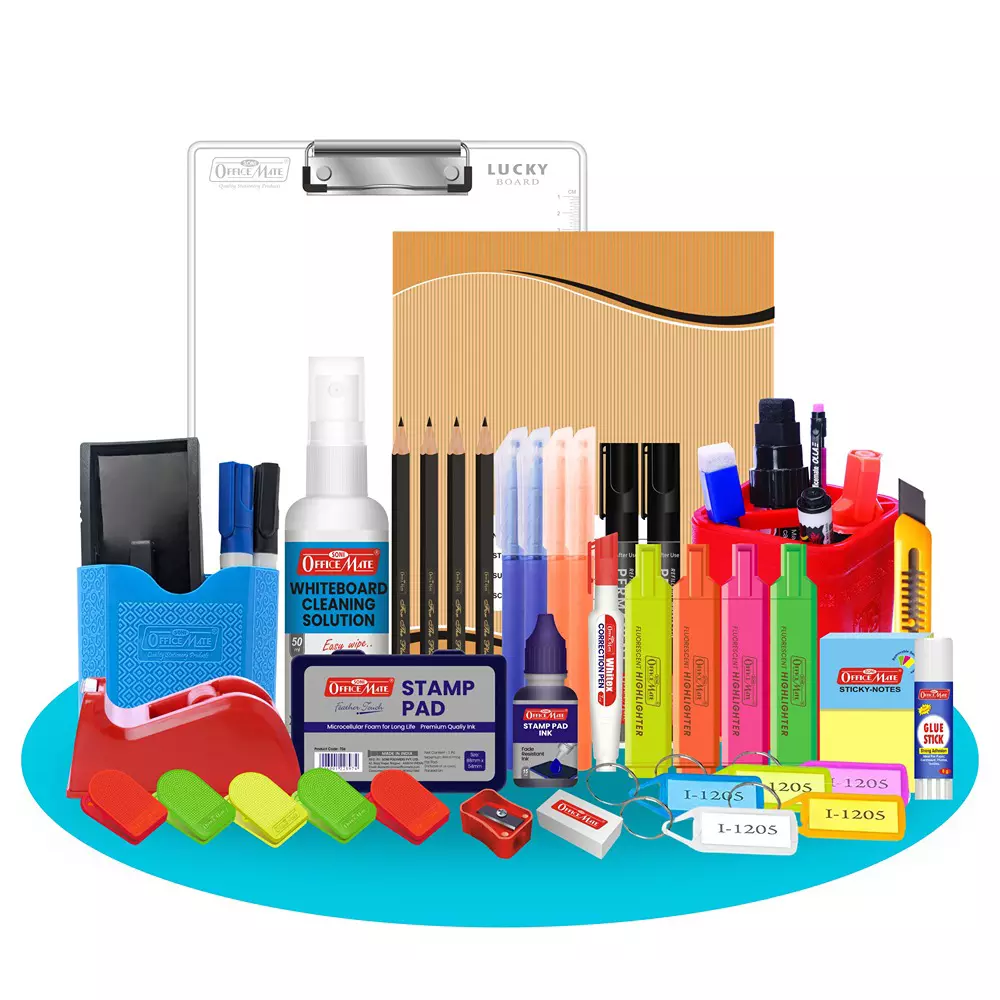 Soni Officemate 38 Pcs Stationery Kit With Exam Board, Desk Organizer & Cleaning Essentials for Home, School & Office Use
