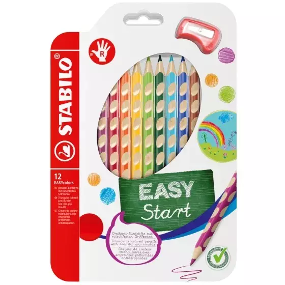 Stabilo Easycolors Ergonomic Colored Pencils Multicolor for Artists, Students, Hobbyistes, 332/12 (Set of 12)