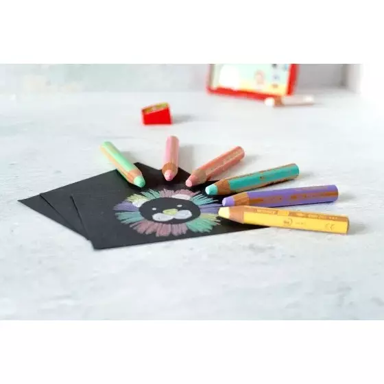 Stabilo WOODY 3 in 1 Multi-Talented Colored Pencils with Sharpener for Artists, Students, Hobbyistes, 8806-3 (Set of 6)