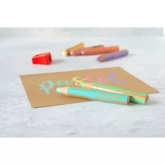 Stabilo WOODY 3 in 1 Multi-Talented Colored Pencils with Sharpener for Artists, Students, Hobbyistes, 8806-3 (Set of 6)