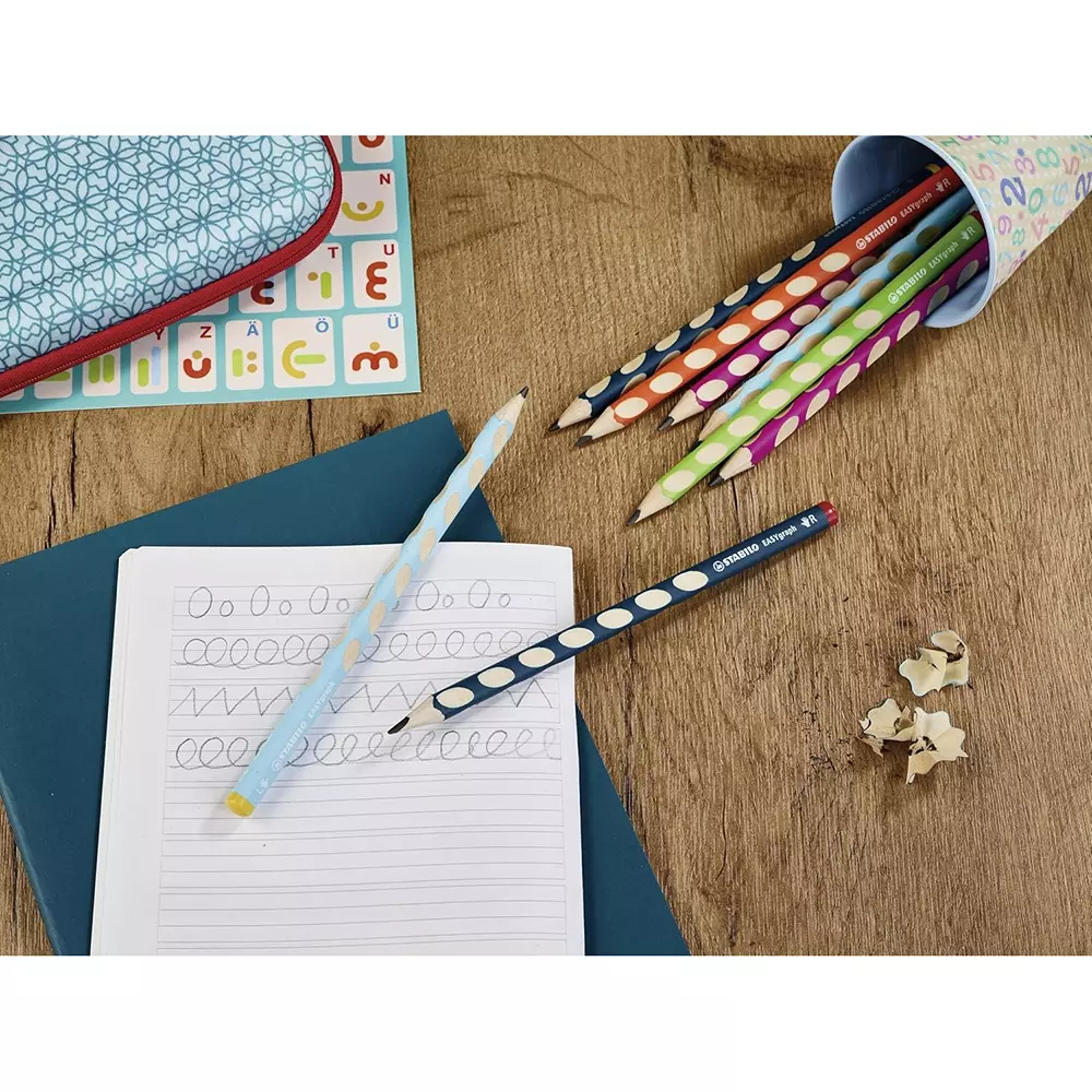 Stabilo Easygraph Ergonomic Graphite Wooden Pencil Pink Right-Handed for Artists, Students, Hobbyistes, B-50648-10 (Set of 2)