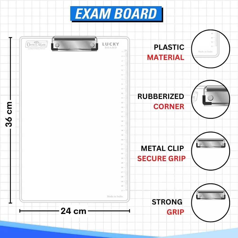 Soni Office Mate 7 Pcs Topper Exam Kit Contains Exam Board, Geometry Box, 2 Pens, 2 Pencils and Scale