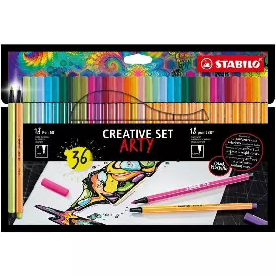Stabilo ARTY Creative Pen Set (Felt-Tip Pens + Fineliners) Multicolor for Artists, Students, Hobbyists, 8868/36-1-20-6 (Set of 26)