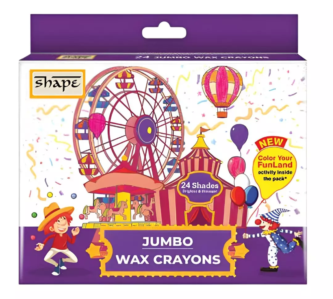 Shape Jumbo Wax Crayons 24 Shade Assorted Color, A010801