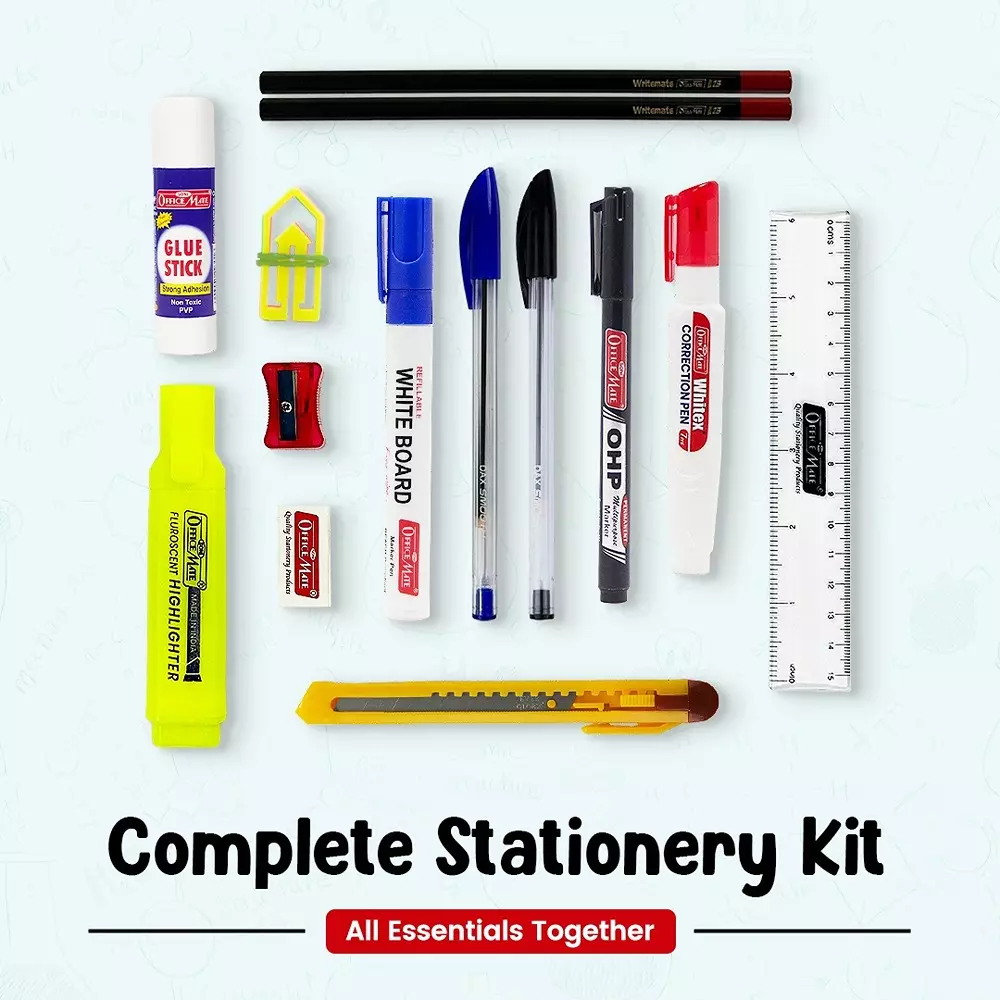 soni-officemate-17-pcs-stationery-kit-office-school-supplies-with-markers-pens-glue-stick-correction-pen-cutter