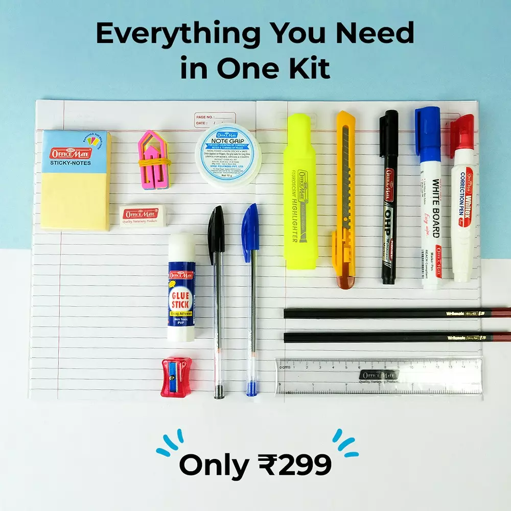 soni-officemate-21-pcs-stationery-kit-with-notebook-markers-pens-glue-stick-sticky-notes-accessories-for-home-school-office-use