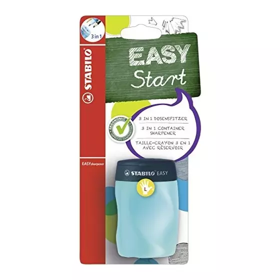Stabilo Ergonomic Pencil Sharpener Left Handed Petrol Color for Artists, Students, Hobbyistes, B-50302-3