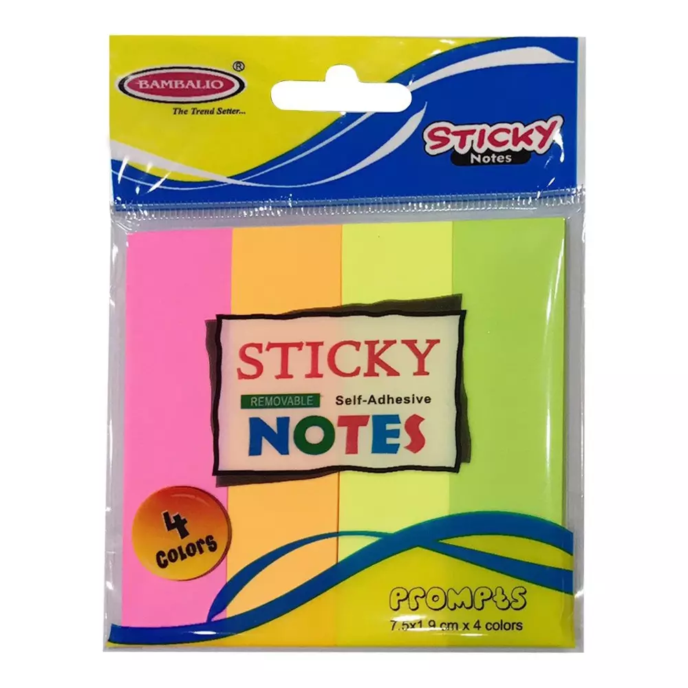 Bambalio Sticky Notes Assorted Papper Square, SN-40 (Pack of 4 Pcs)