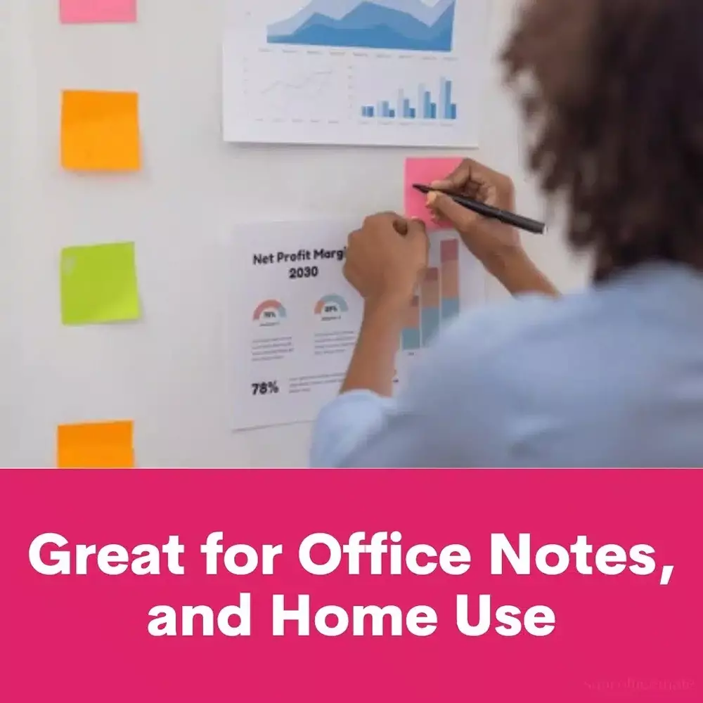 Soni Office Mate Fluorescent Sticky Note Pad 50x76 mm, 100 Sheets Strong Adhesive for Notes and Reminders, Fluorescent Color (Pack of 4)