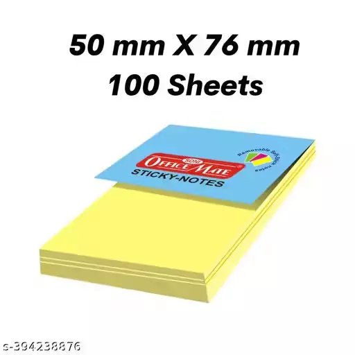Soni Office Mate Fluorescent Sticky Note Pad 50x76 mm, 100 Sheets Strong Adhesive for Notes and Reminders, Pastel Color (Pack of 5)