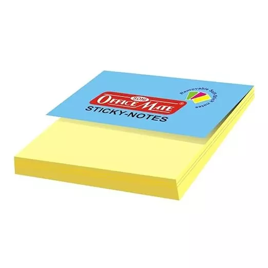 Soni Office Mate Fluorescent Sticky Note Pad 76x76 mm, 100 Sheets Strong Adhesive for Notes and Reminders, Pastel Color (Pack of 4)