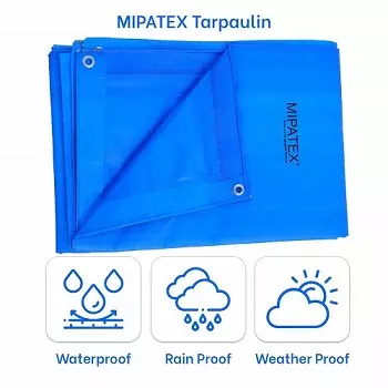 Mipatex 40ftx27ft 150 GSM HDPE Waterproof Tarpaulin Sheet Blue