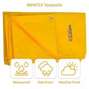 Mipatex 15ftx6ft 130 GSM HDPE Waterproof Tarpaulin Sheet Yellow