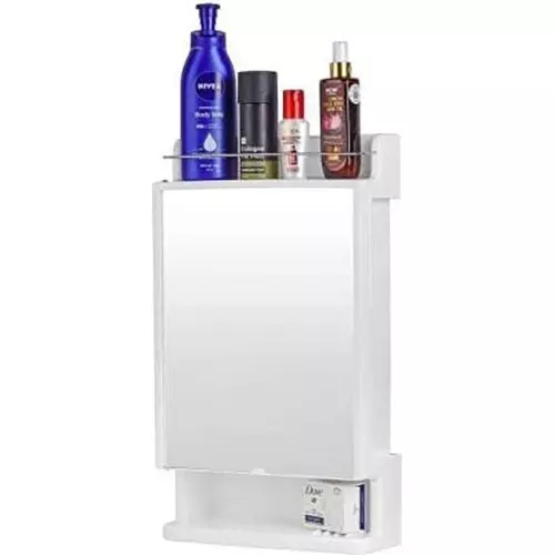 ELEGANT CASA Cabinet with Mirror Heavy-Duty Plastic/ABS White Premium Rich-Look Glossy Finish, Mirror Cabinet-03