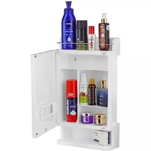 ELEGANT CASA Cabinet with Mirror Heavy-Duty Plastic/ABS White Premium Rich-Look Glossy Finish, Mirror Cabinet-03