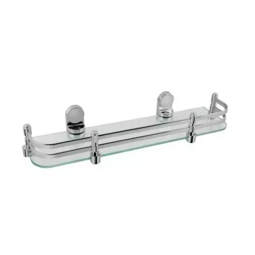 Somany Straight Glass Shelf Signature Collection Dhaara Series Wall Mount Chrome Finish Metal Body, 272130120021