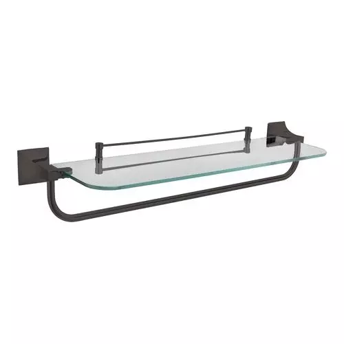 Somany Towel Rack Cum Shelf French Collection Giza Series Gun Metal Finish Glass and Metal Body Wall Mount, 272151340421