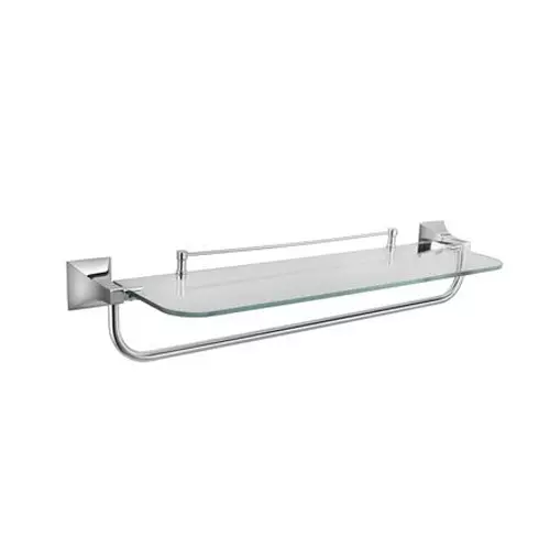 Somany Towel Rack Cum Shelf French Collection Giza Series Chrome Finish Glass and Metal Body Wall Mount, 272151340081