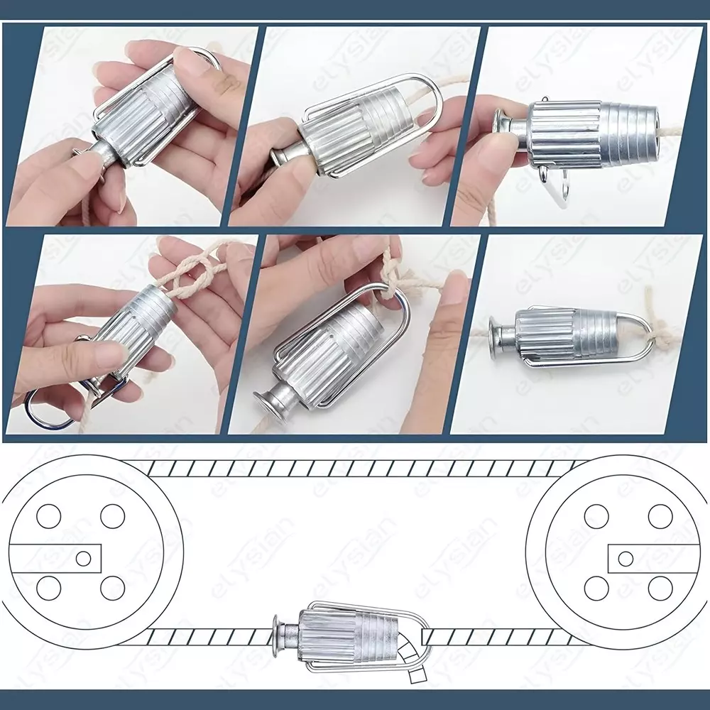 Elysian Heavy Duty Clothes Line Adjuster Silver 26 mm Diameter Aluminium 61 mm Size for Outdoor and Indoor Use