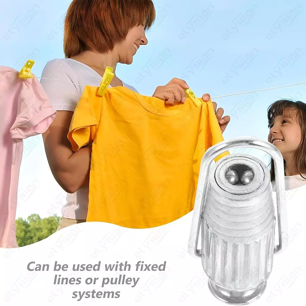 Elysian Heavy Duty Clothes Line Adjuster Silver 26 mm Diameter Aluminium 61 mm Size for Outdoor and Indoor Use