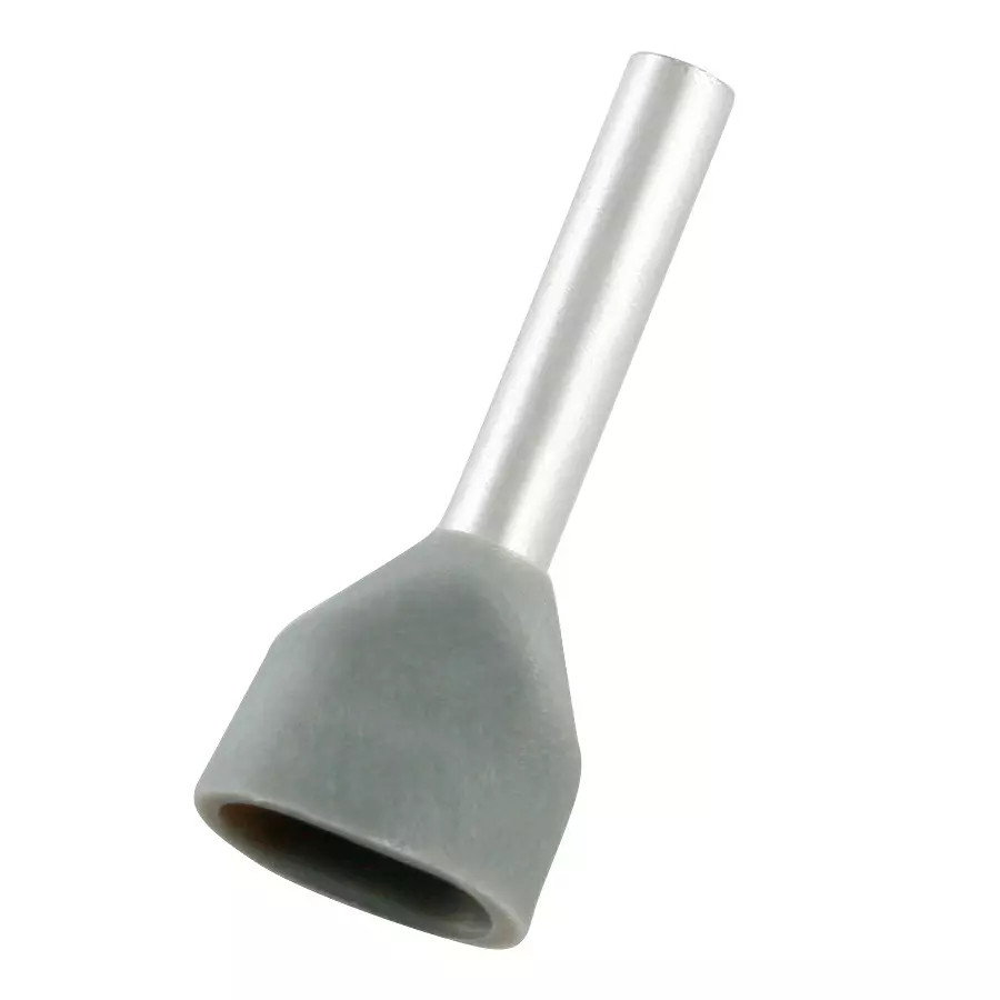 RS PRO Bootlace Ferrule Tin Plated Insulated 18 AWG to 18 AWG Grey, 2707670 (Pack of 500 Pcs)